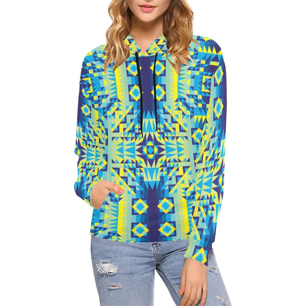 Kaleidoscope Jaune Bleu All Over Print Hoodie for Women (USA Size) (Model H13) All Over Print Hoodie for Women (H13) e-joyer 