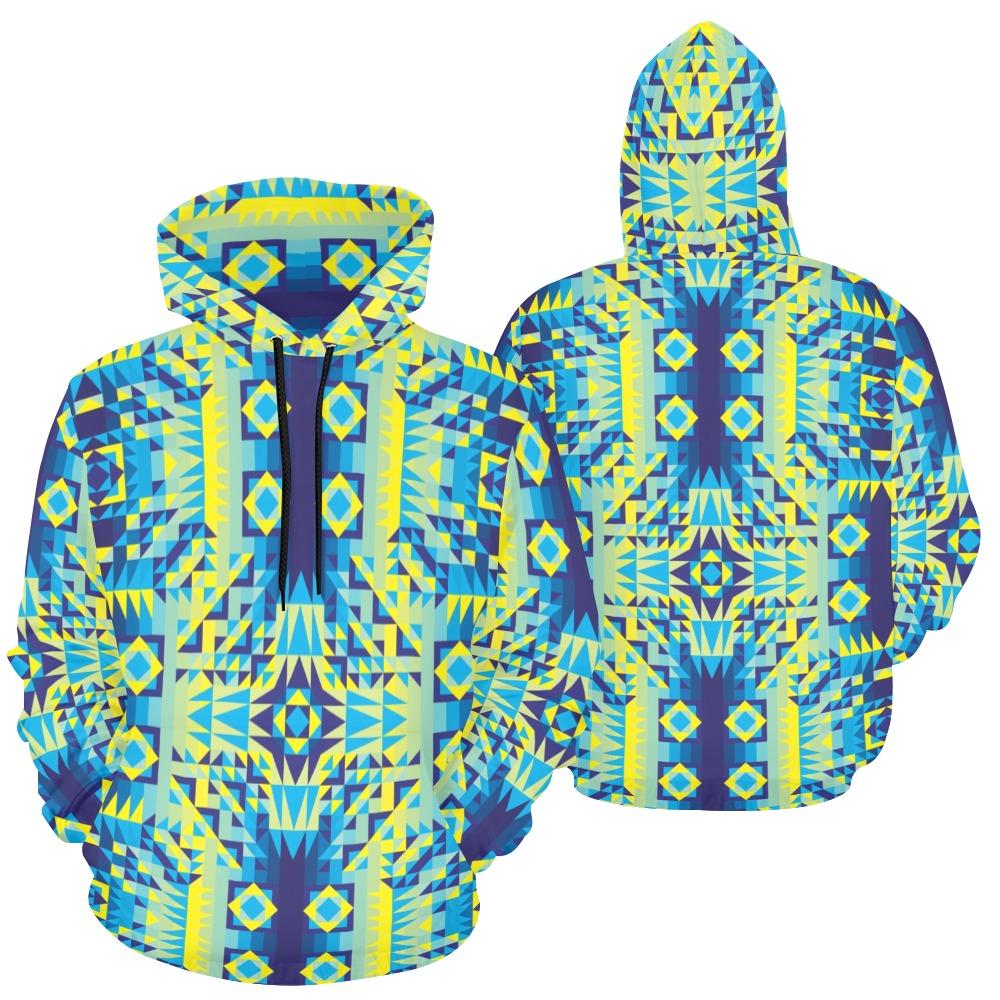 Kaleidoscope Jaune Bleu All Over Print Hoodie for Women (USA Size) (Model H13) All Over Print Hoodie for Women (H13) e-joyer 