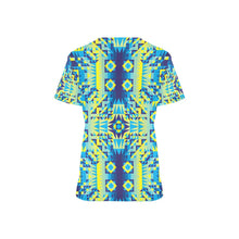 Load image into Gallery viewer, Kaleidoscope Jaune Bleu All Over Print Scrub Top Scrub Top e-joyer 
