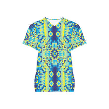 Load image into Gallery viewer, Kaleidoscope Jaune Bleu All Over Print Scrub Top Scrub Top e-joyer 
