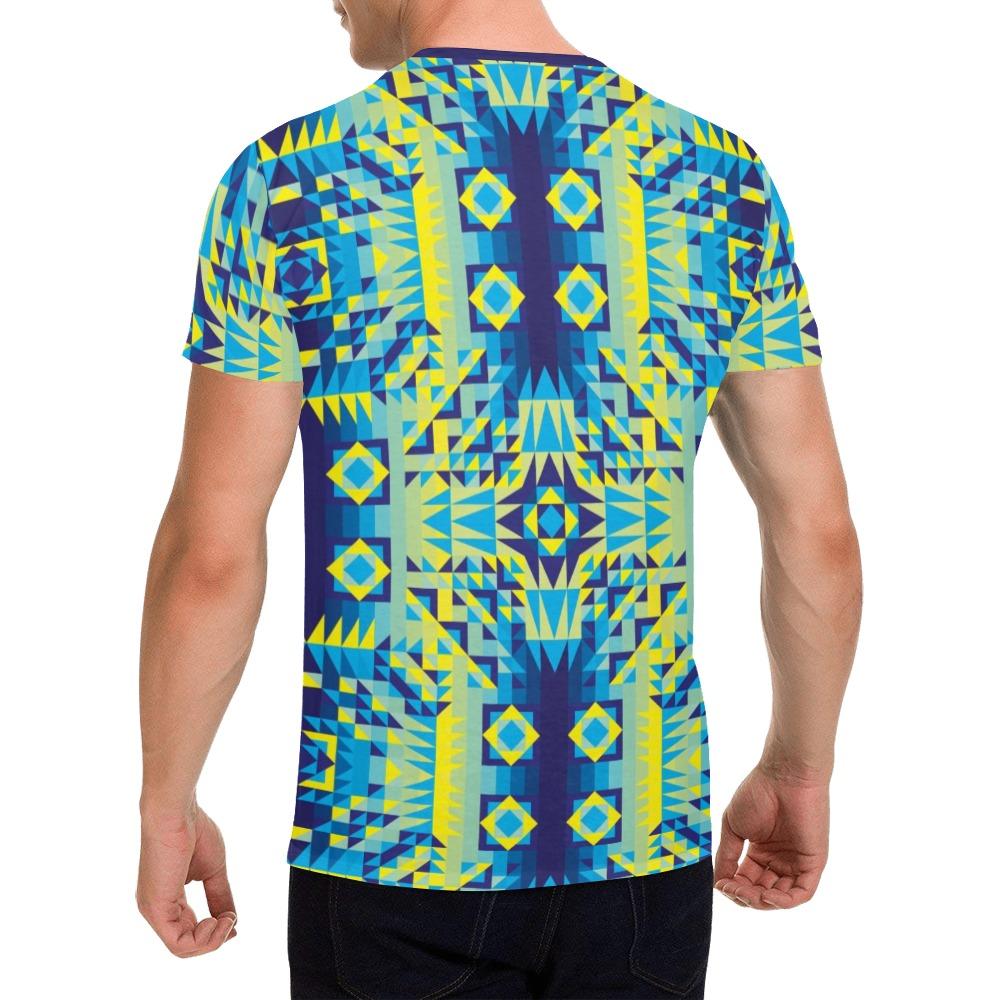 Kaleidoscope Jaune Bleu All Over Print T-Shirt for Men (USA Size) (Model T40) All Over Print T-Shirt for Men (T40) e-joyer 