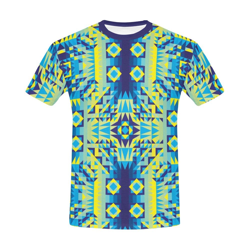 Kaleidoscope Jaune Bleu All Over Print T-Shirt for Men (USA Size) (Model T40) All Over Print T-Shirt for Men (T40) e-joyer 