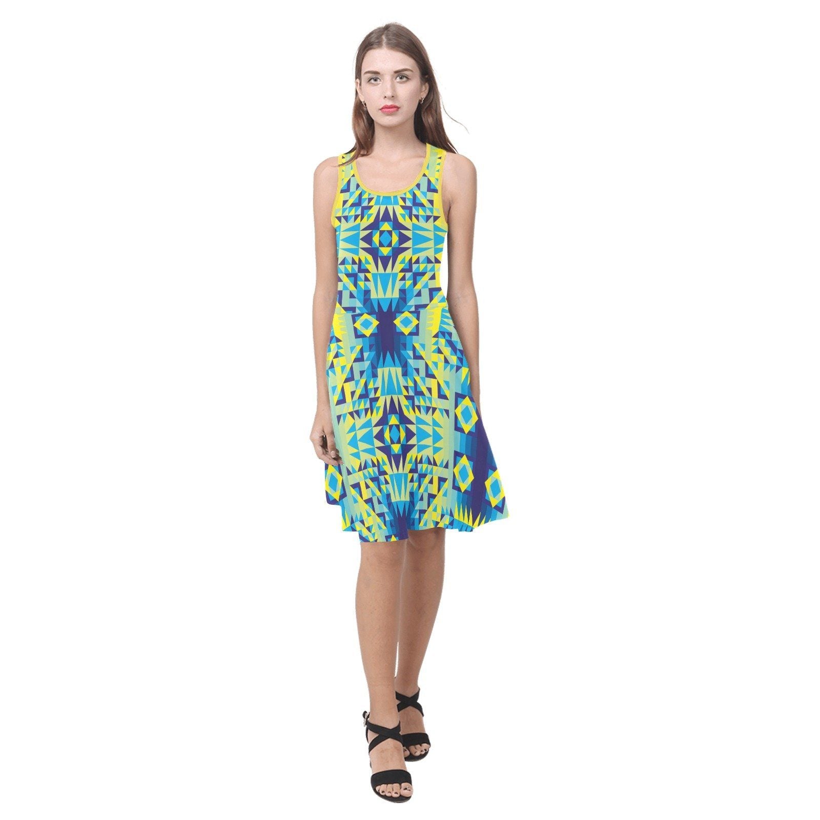 Kaleidoscope Jaune Bleu Atalanta Sundress (Model D04) Atalanta Sundress (D04) e-joyer 