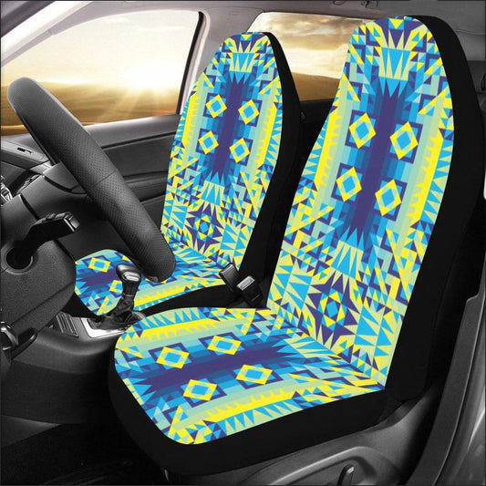 Kaleidoscope Jaune Bleu Car Seat Covers (Set of 2) Car Seat Covers e-joyer 