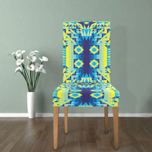 Load image into Gallery viewer, Kaleidoscope Jaune Bleu Chair Cover (Pack of 4) Chair Cover (Pack of 4) e-joyer 
