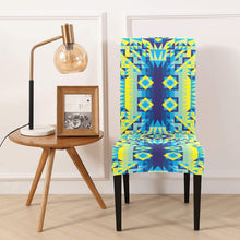 Load image into Gallery viewer, Kaleidoscope Jaune Bleu Chair Cover (Pack of 4) Chair Cover (Pack of 4) e-joyer 
