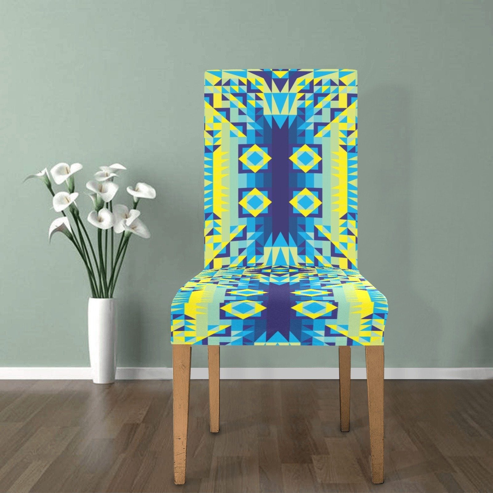 Kaleidoscope Jaune Bleu Chair Cover (Pack of 6) Chair Cover (Pack of 6) e-joyer 