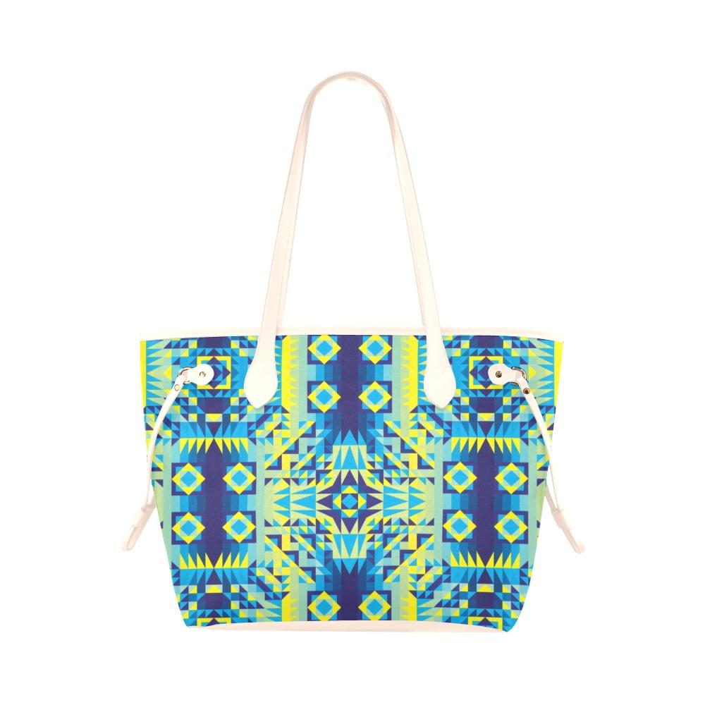 Kaleidoscope Jaune Bleu Clover Canvas Tote – Tote Bag by 49 Dzine