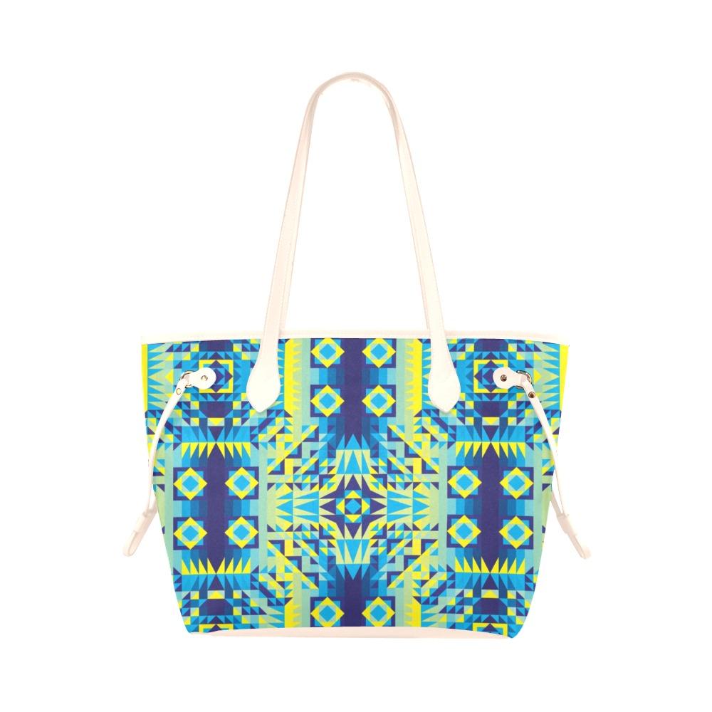 Kaleidoscope Jaune Bleu Clover Canvas Tote Bag (Model 1661) Clover Canvas Tote Bag (1661) e-joyer 