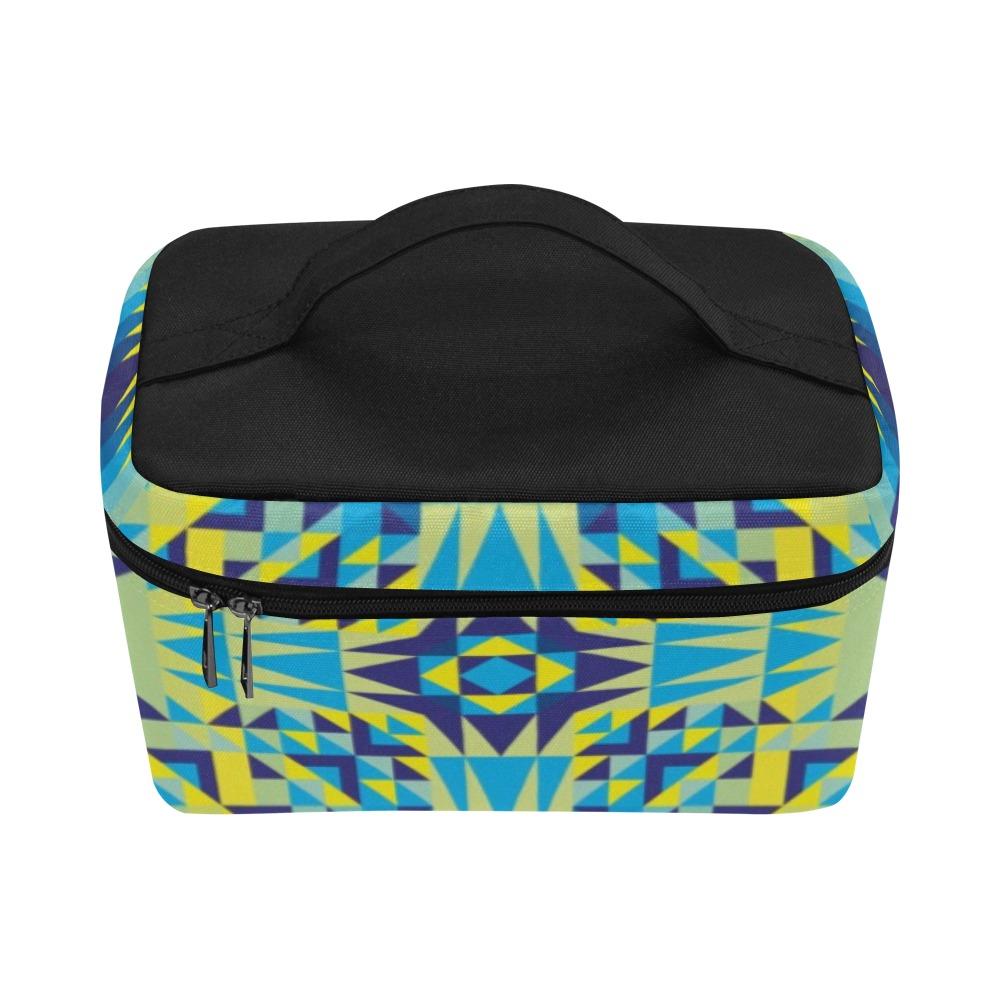 Kaleidoscope Jaune Bleu Cosmetic Bag/Large (Model 1658) bag e-joyer 