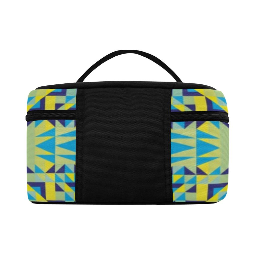 Kaleidoscope Jaune Bleu Cosmetic Bag/Large (Model 1658) bag e-joyer 