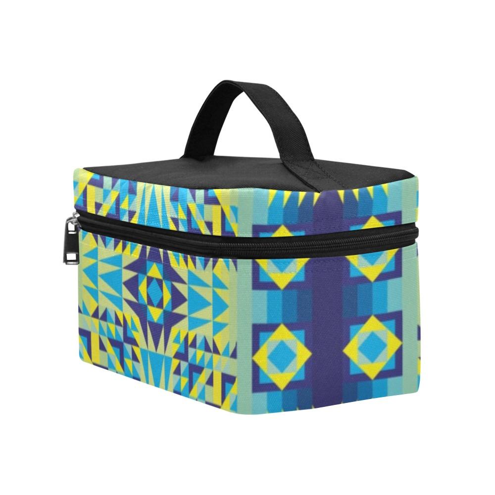 Kaleidoscope Jaune Bleu Cosmetic Bag/Large (Model 1658) bag e-joyer 