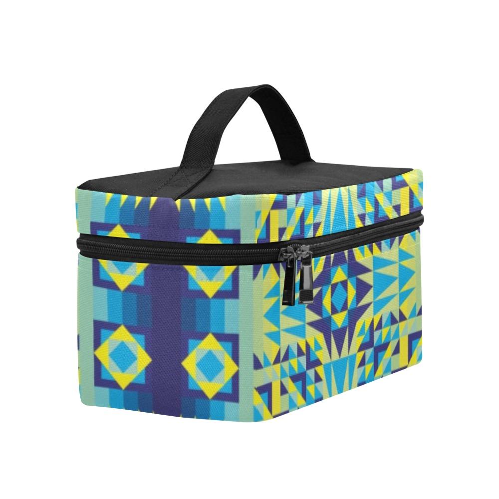 Kaleidoscope Jaune Bleu Cosmetic Bag/Large (Model 1658) bag e-joyer 