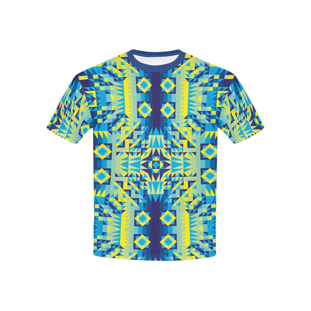 Kaleidoscope Jaune Bleu Kids' All Over Print T-shirt (USA Size) (Model T40) All Over Print T-shirt for Kid (T40) e-joyer 