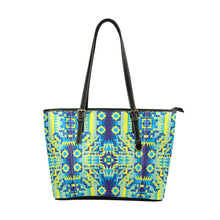 Load image into Gallery viewer, Kaleidoscope Jaune Bleu Leather Tote Bag/Large (Model 1640) Leather Tote Bag (1640) e-joyer 
