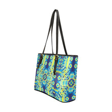 Load image into Gallery viewer, Kaleidoscope Jaune Bleu Leather Tote Bag/Large (Model 1640) Leather Tote Bag (1640) e-joyer 
