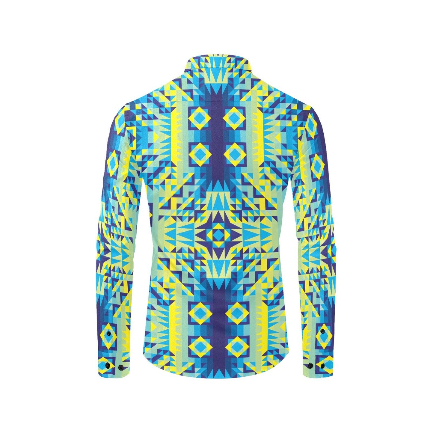 Kaleidoscope Jaune Bleu Men's All Over Print Casual Dress Shirt (Model T61) Men's Dress Shirt (T61) e-joyer 