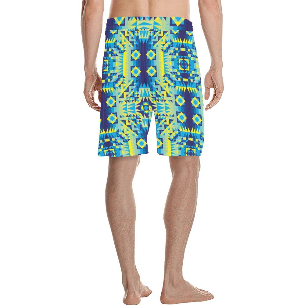 Kaleidoscope Jaune Bleu Men's All Over Print Casual Shorts (Model L23) Men's Casual Shorts (L23) e-joyer 