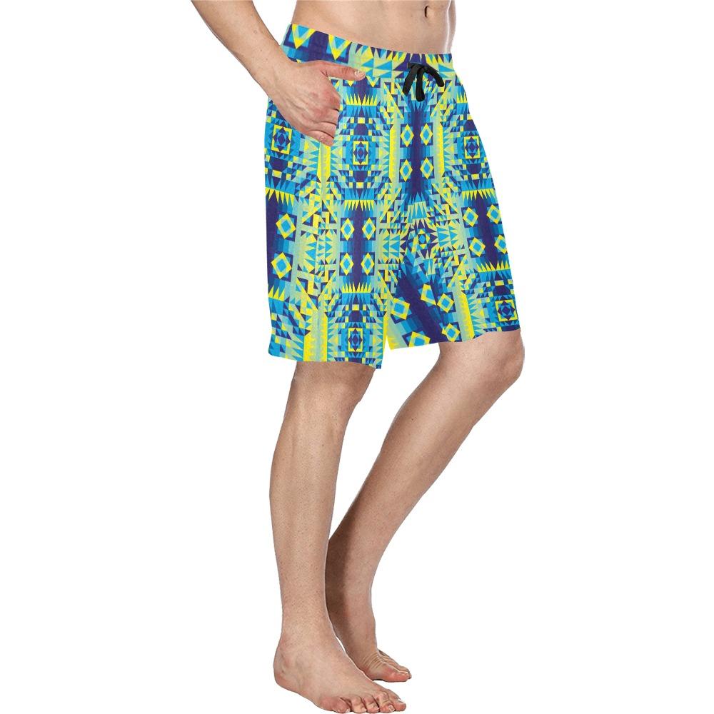 Kaleidoscope Jaune Bleu Men's All Over Print Casual Shorts (Model L23) Men's Casual Shorts (L23) e-joyer 