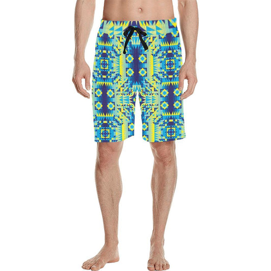 Kaleidoscope Jaune Bleu Men's All Over Print Casual Shorts (Model L23) Men's Casual Shorts (L23) e-joyer 