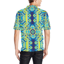 Load image into Gallery viewer, Kaleidoscope Jaune Bleu Men&#39;s All Over Print Polo Shirt (Model T55) Men&#39;s Polo Shirt (Model T55) e-joyer 
