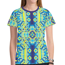 Load image into Gallery viewer, Kaleidoscope Jaune Bleu New All Over Print T-shirt for Women (Model T45) tshirt e-joyer 
