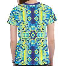 Load image into Gallery viewer, Kaleidoscope Jaune Bleu New All Over Print T-shirt for Women (Model T45) tshirt e-joyer 
