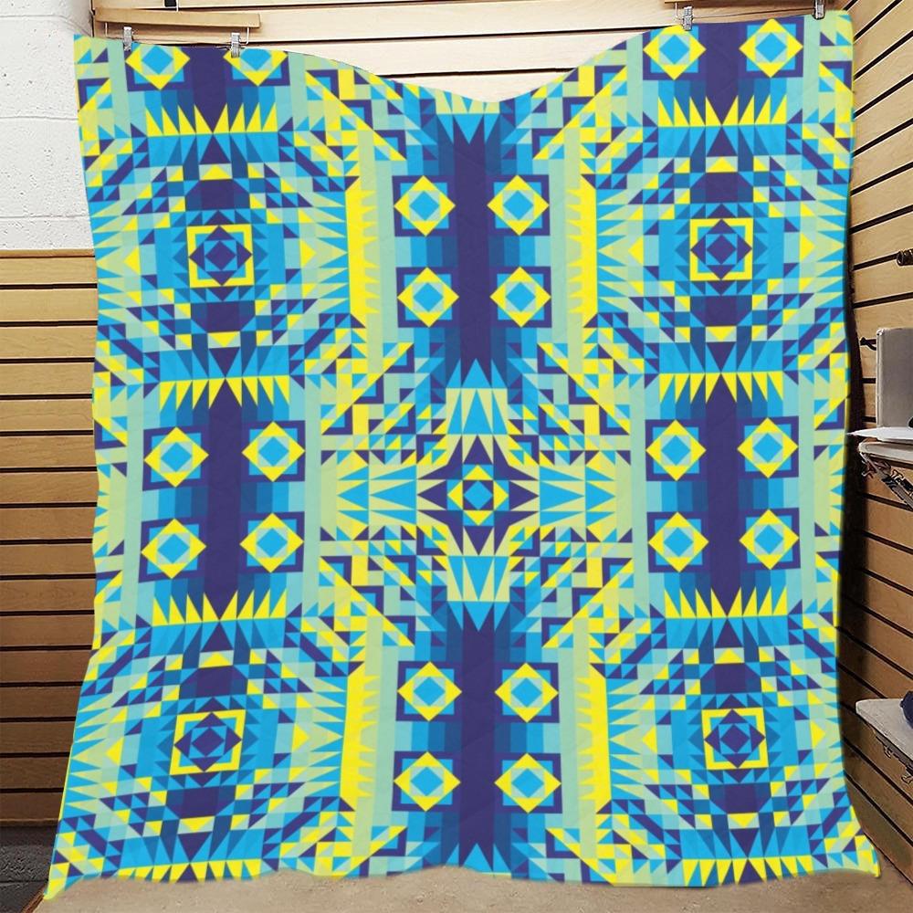 Kaleidoscope Jaune Bleu Quilt 70"x80" Quilt 70"x80" e-joyer 