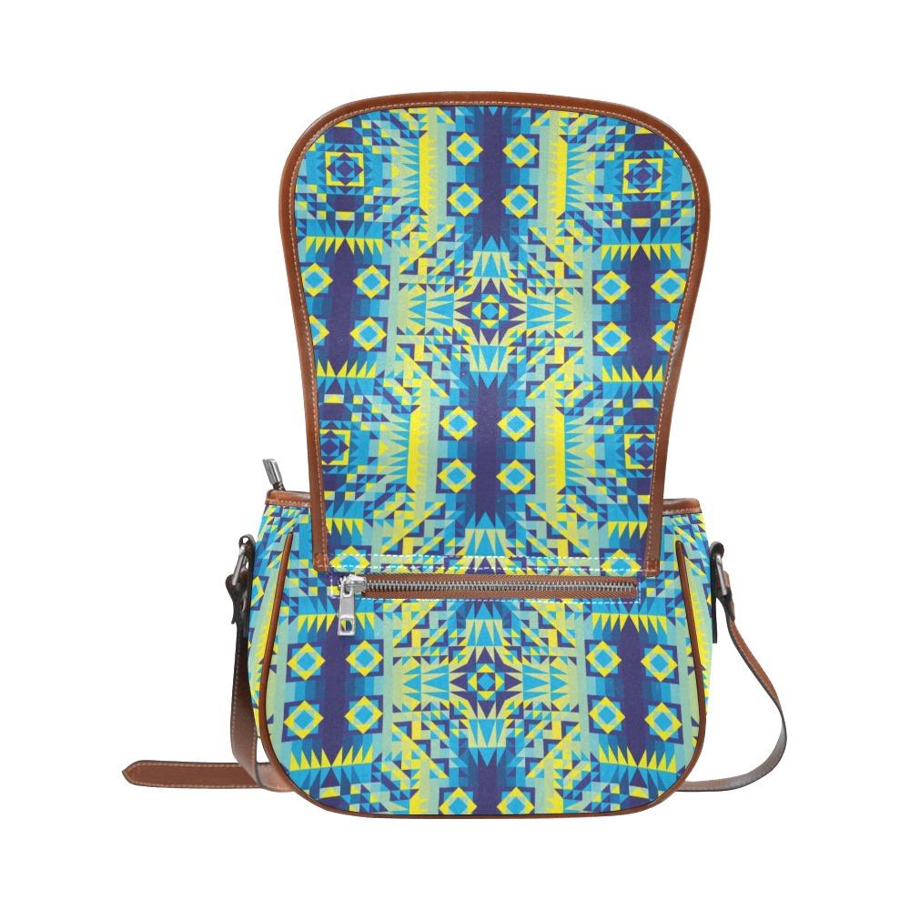 Kaleidoscope Jaune Bleu Saddle Bag/Small (Model 1649) Full Customization Saddle Bag/Small (Full Customization) e-joyer 