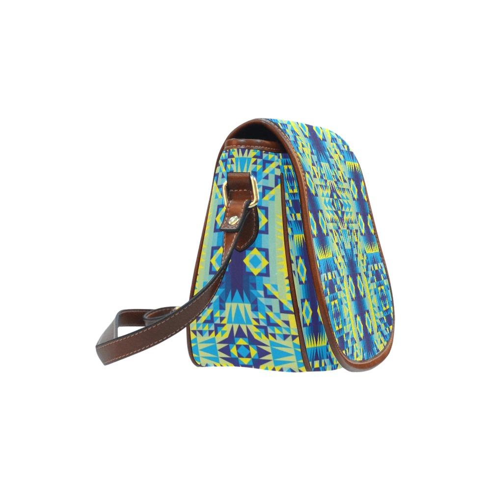 Kaleidoscope Jaune Bleu Saddle Bag/Small (Model 1649) Full Customization Saddle Bag/Small (Full Customization) e-joyer 