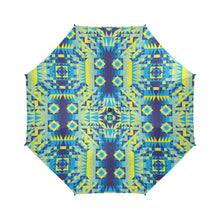 Load image into Gallery viewer, Kaleidoscope Jaune Bleu Semi-Automatic Foldable Umbrella (Model U05) Semi-Automatic Foldable Umbrella e-joyer 
