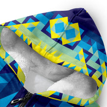 Load image into Gallery viewer, Kaleidoscope Jaune Bleu Sherpa Hoodie hoodie Herman 
