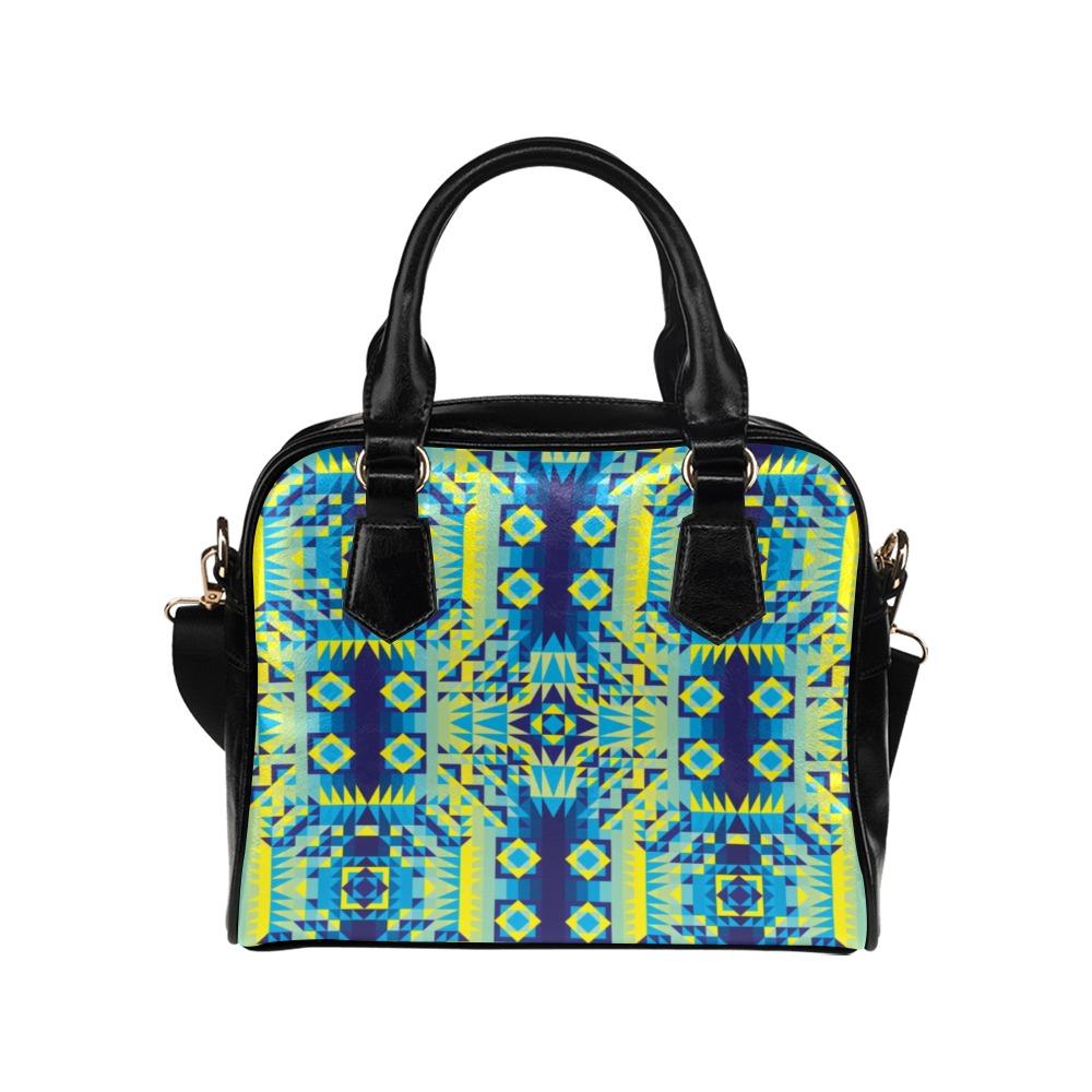 Kaleidoscope Jaune Bleu Shoulder Handbag by 49 Dzine