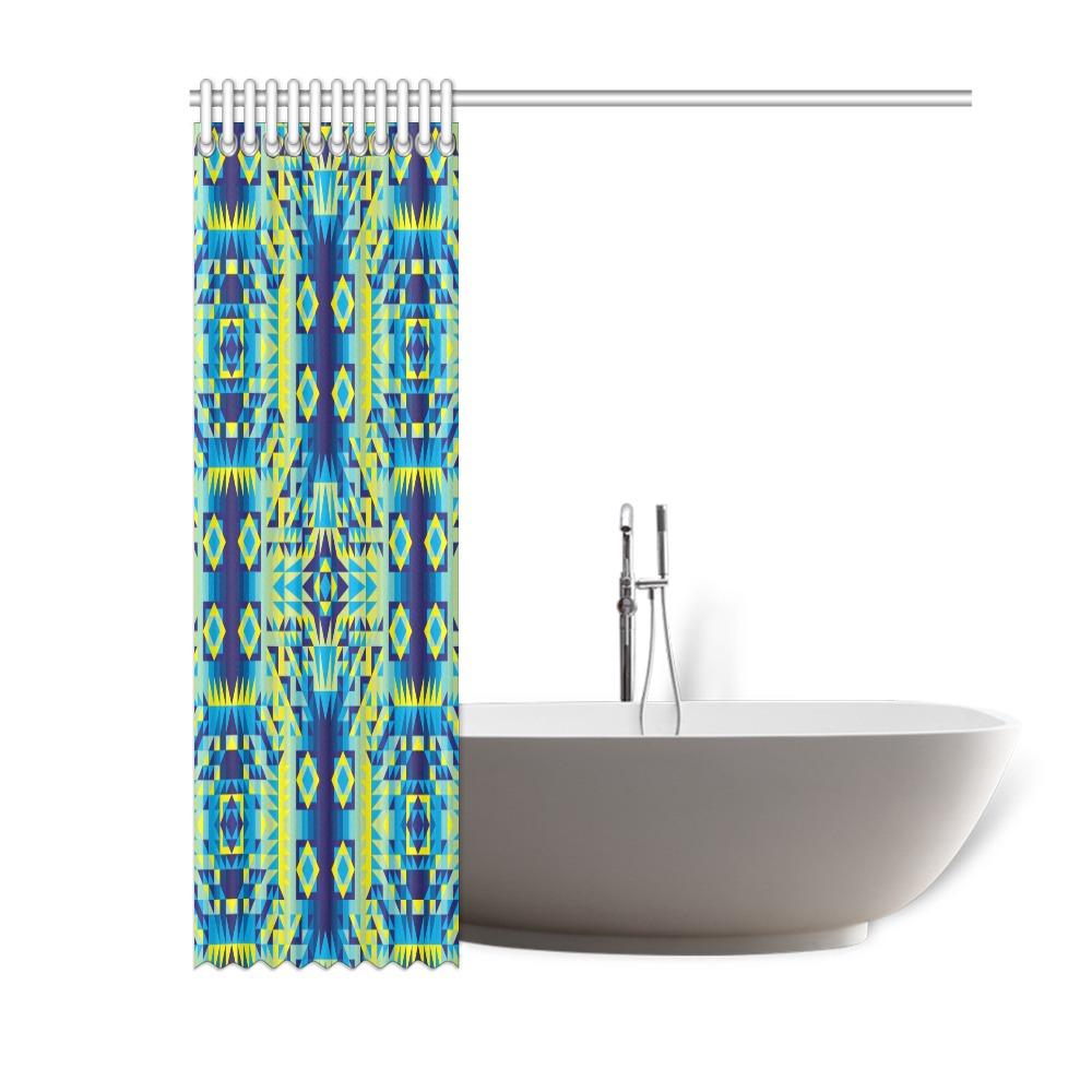 Kaleidoscope Jaune Bleu Shower Curtain 60"x72" Shower Curtain 60"x72" e-joyer 