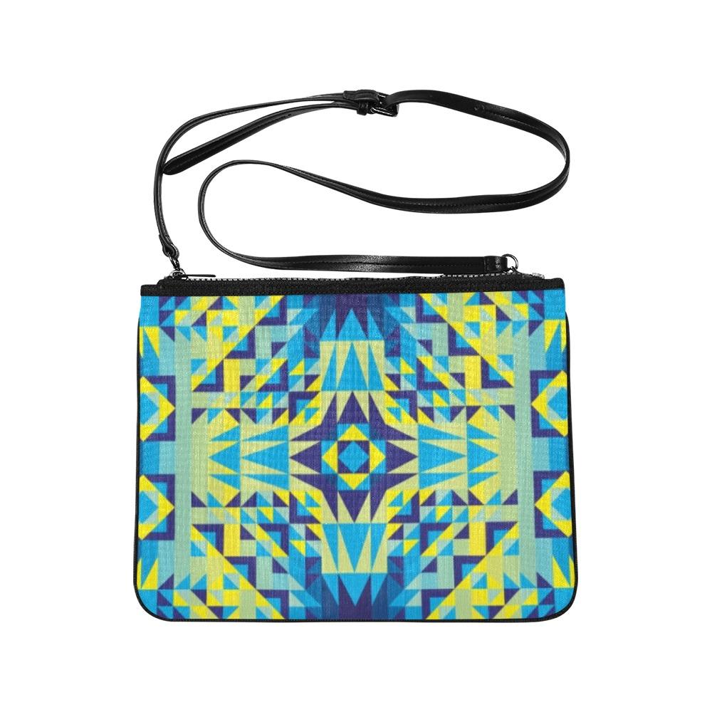 Kaleidoscope Jaune Bleu Slim Clutch Bag (Model 1668) Slim Clutch Bags (1668) e-joyer 