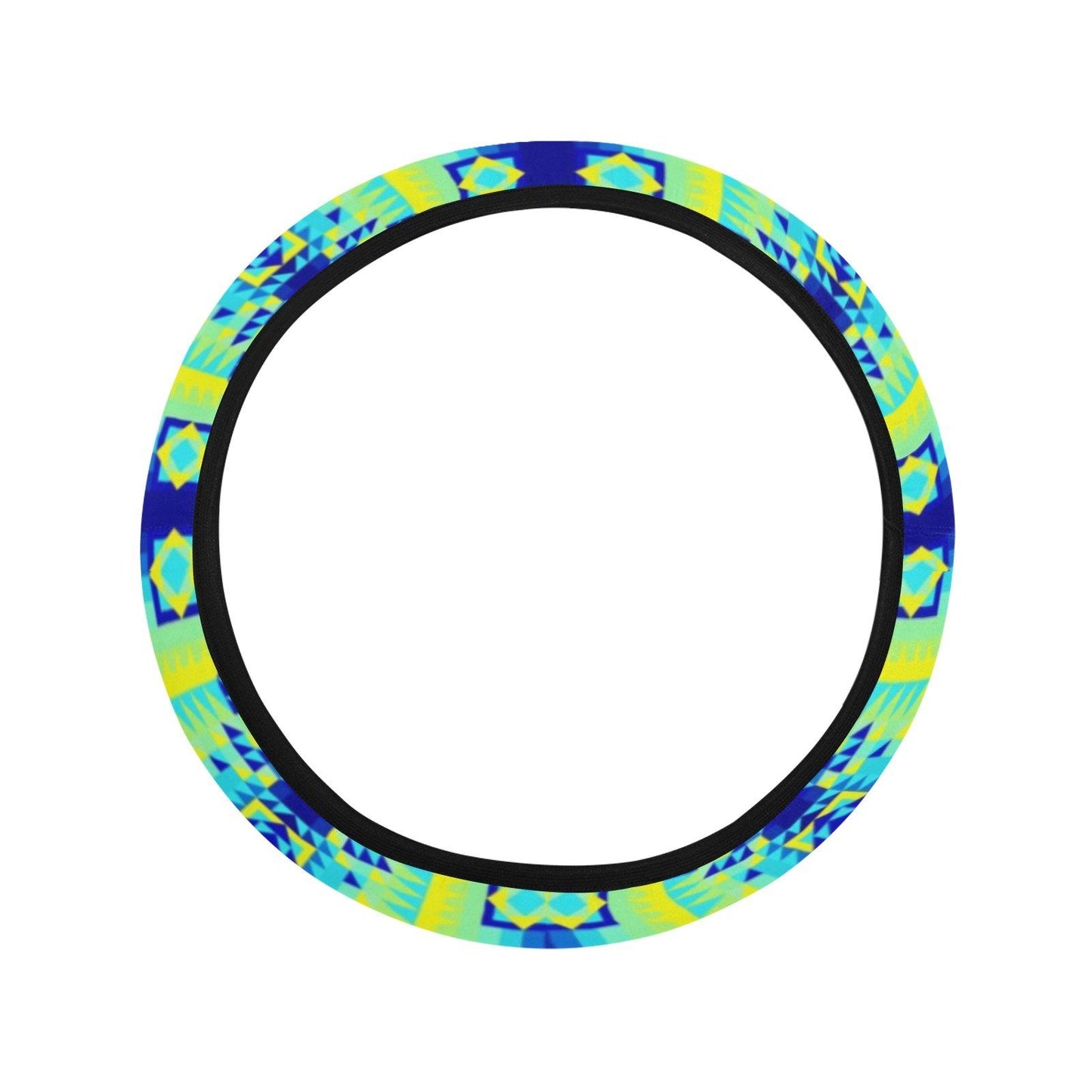 Kaleidoscope Jaune Bleu Steering Wheel Cover with Elastic Edge Steering Wheel Cover with Elastic Edge e-joyer 