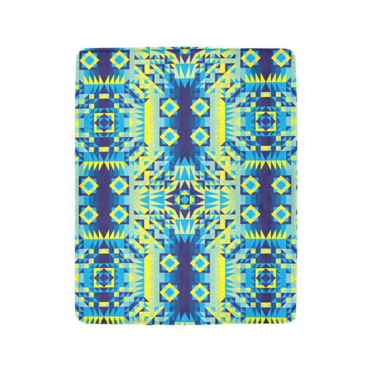 Kaleidoscope Jaune Bleu Ultra-Soft Micro Fleece Blanket 40"x50" Ultra-Soft Blanket 40''x50'' e-joyer 