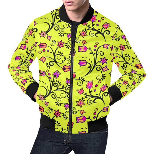 Key Lime Star All Over Print Bomber Jacket for Men (Model H19) Jacket e-joyer 