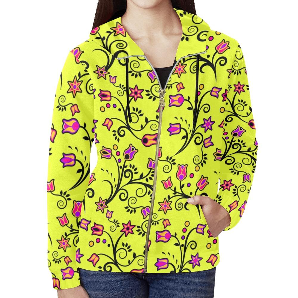 Key Lime Star All Over Print Full Zip Hoodie for Women (Model H14) hoodie e-joyer 