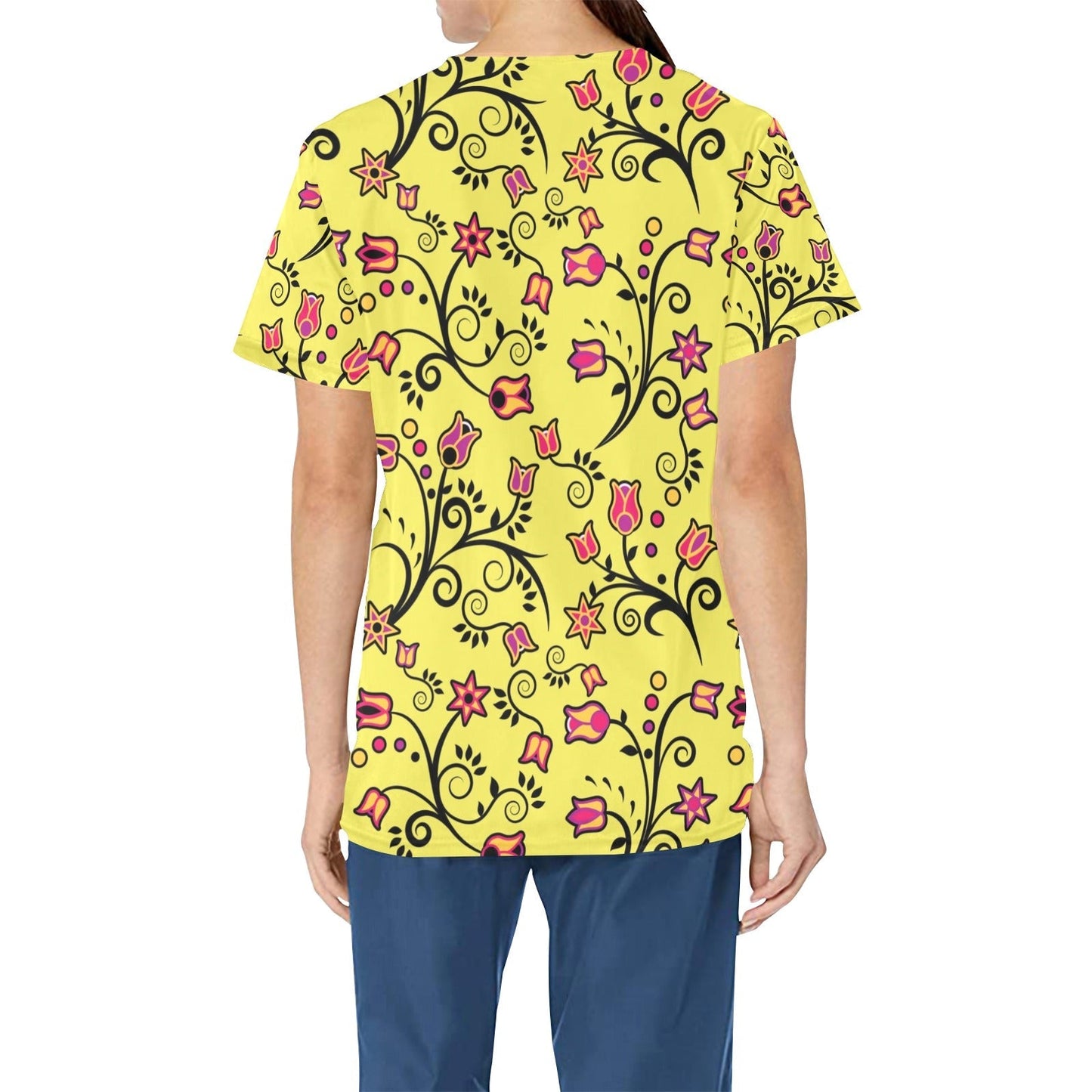 Key Lime Star All Over Print Scrub Top Scrub Top e-joyer 