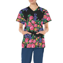 Load image into Gallery viewer, Kokum&#39;s Revenge Black All Over Print Scrub Top Scrub Top e-joyer 
