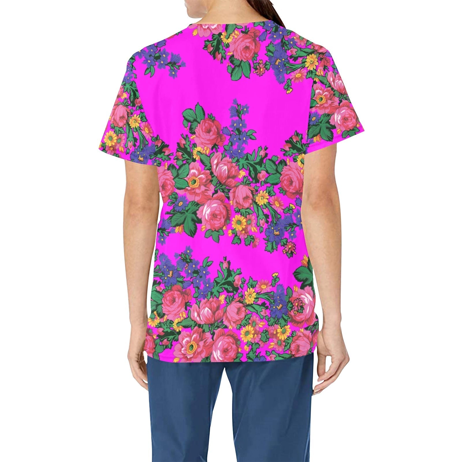 Kokum's Revenge Blush All Over Print Scrub Top Scrub Top e-joyer 