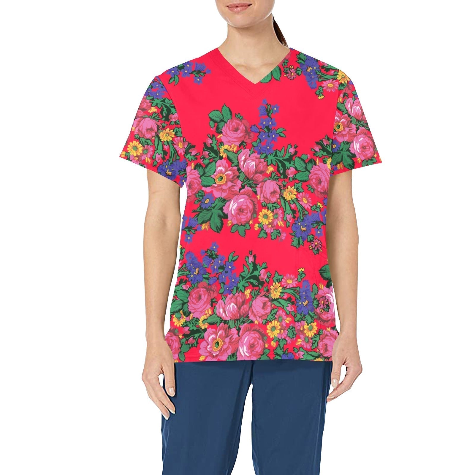 Kokum's Revenge Dahlia All Over Print Scrub Top Scrub Top e-joyer 