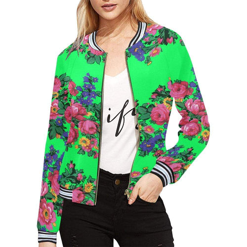 Kokum's Revenge Green All Over Print Bomber Jacket for Women (Model H21) All Over Print Bomber Jacket for Women (H21) e-joyer 