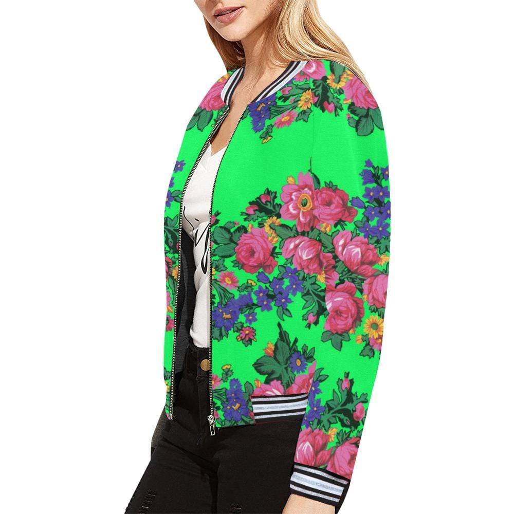 Kokum's Revenge Green All Over Print Bomber Jacket for Women (Model H21) All Over Print Bomber Jacket for Women (H21) e-joyer 