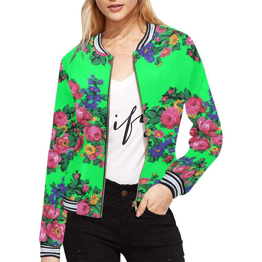 Kokum's Revenge Green All Over Print Bomber Jacket for Women (Model H21) All Over Print Bomber Jacket for Women (H21) e-joyer 