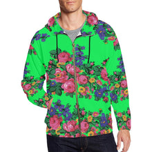 Load image into Gallery viewer, Kokum&#39;s Revenge Green All Over Print Full Zip Hoodie for Men (Model H14) All Over Print Full Zip Hoodie for Men (H14) e-joyer 
