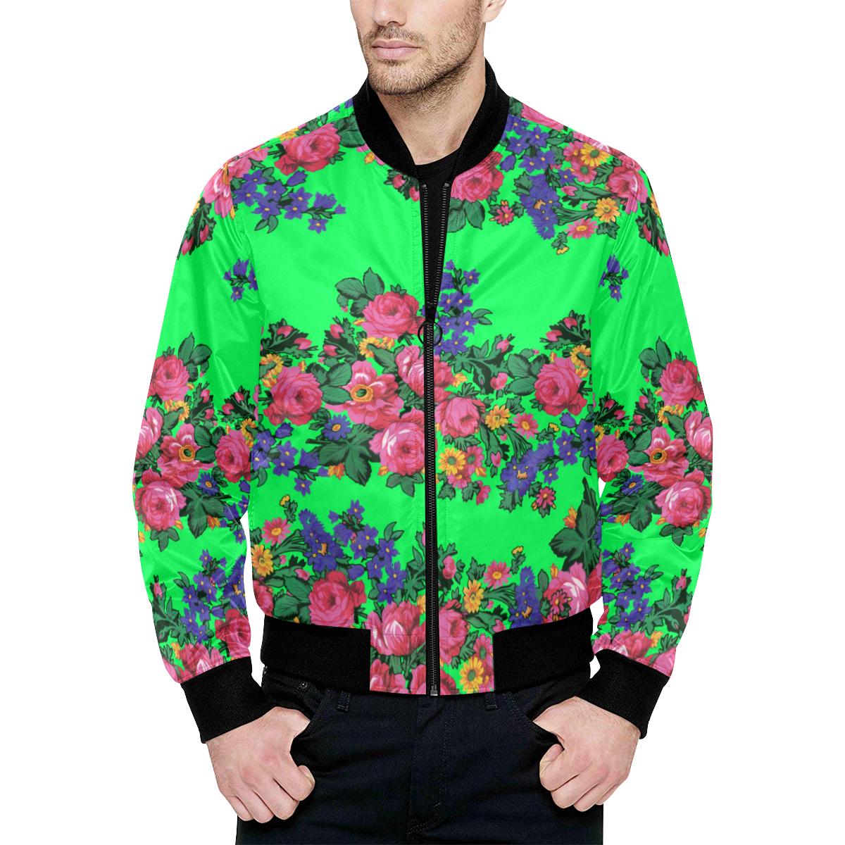 Kokum's Revenge Green Unisex Heavy Bomber Jacket with Quilted Lining All Over Print Quilted Jacket for Men (H33) e-joyer 