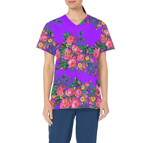 Kokum's Revenge Lilac All Over Print Scrub Top Scrub Top e-joyer 