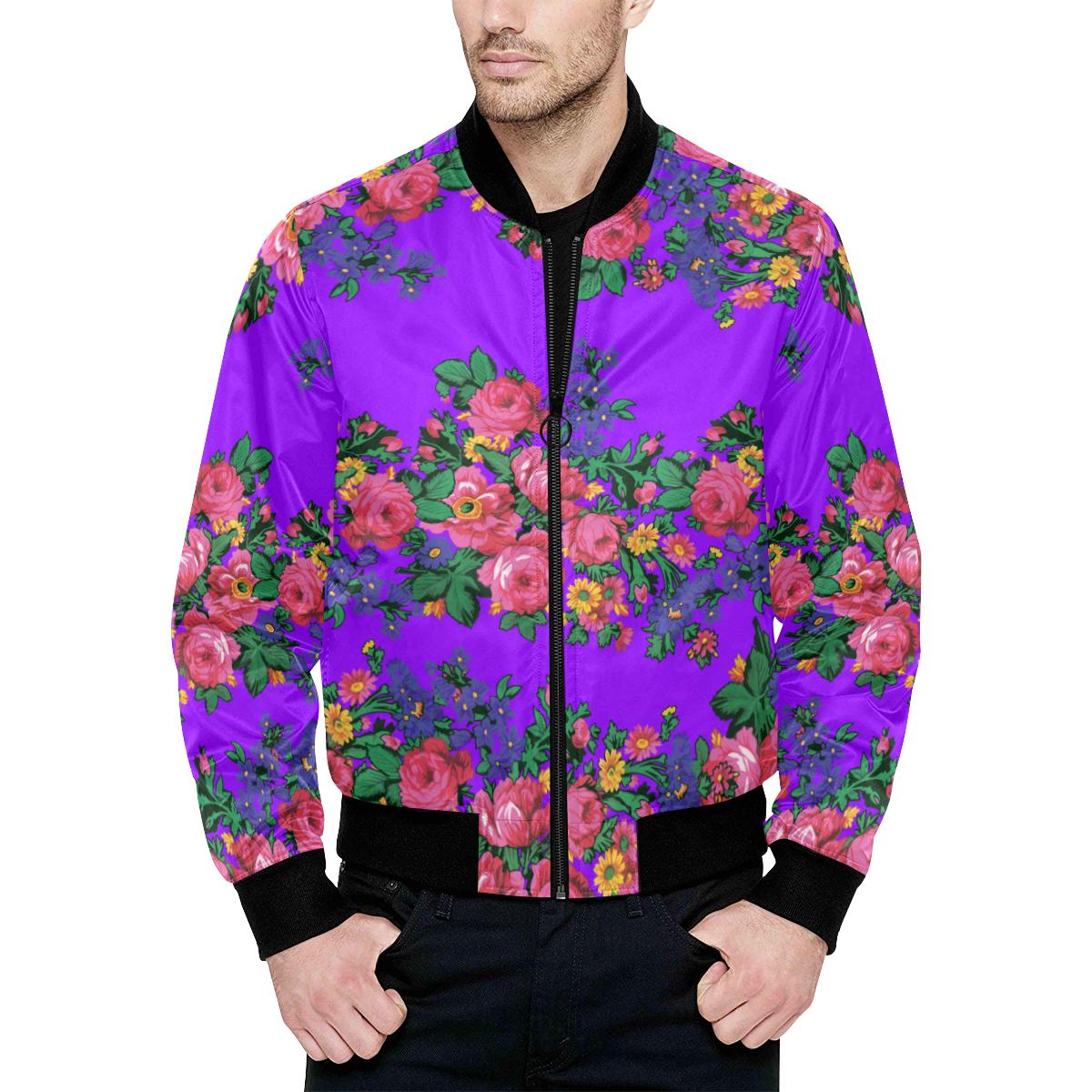 Kokum's Revenge-Lilac Unisex Heavy Bomber Jacket with Quilted Lining All Over Print Quilted Jacket for Men (H33) e-joyer 